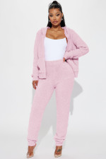 Casual Hooded Long Sleeve Fleece Two Piece Pants Set YD-8788