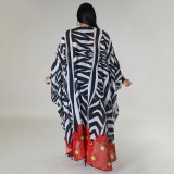 Fashion Cape Long Printed Chiffon Shirt YF-7882