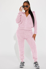 Casual Hooded Long Sleeve Fleece Two Piece Pants Set YD-8788