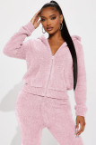 Casual Hooded Long Sleeve Fleece Two Piece Pants Set YD-8788