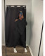 Solid Color Off Shoulder Hooded Sweater Two Piece Pants Set QXTF-8217