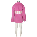 Long Sleeve Lapel Crop Tops And Split Skirts Two Piece Set ZSD-0635