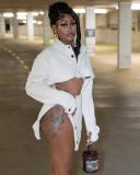 Long Sleeve Lapel Crop Tops And Split Skirts Two Piece Set ZSD-0635