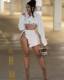 Long Sleeve Lapel Crop Tops And Split Skirts Two Piece Set ZSD-0635