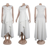 Plus Size Solid Color Sleeveless Big Swing Maxi Dress NY-10629