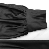 Solid V Neck Irregular Midi Dress GYLY-10307