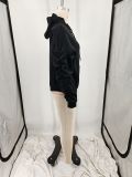 Plus Size Padded Thicker Long Sleeve Solid Color Hooded Sweatshirt YIM-022
