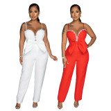 Diamond Chain Patchwork Slim Fit Jumpsuit CYA-900849