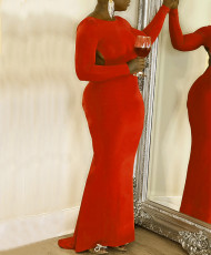 Sexy Long Sleeve Backless Evening Dress YH-5302