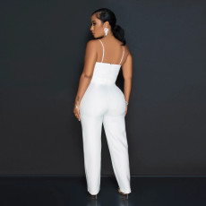 Diamond Chain Patchwork Slim Fit Jumpsuit CYA-900849
