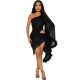 Slant Shoulder Irregular Sequin Midi Dress CYA-900846