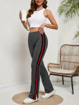 Casual Stripe Patchwork Split Pants ML-7550