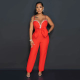 Diamond Chain Patchwork Slim Fit Jumpsuit CYA-900849