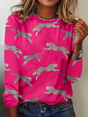 Leopard Print Long Sleeve Casual T-Shirt DAI-A083