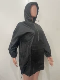 Casual Long Sleeve PU Leather Hooded Top OLYF-6136