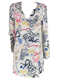 Casual Print Long Sleeve Slim Midi Dress ZDF-31299