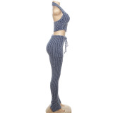 Sexy Knits Sleeveless Vest Flare Pants 2 Piece Set XEF-36685