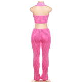 Sexy Knits Sleeveless Vest Flare Pants 2 Piece Set XEF-36685