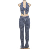 Sexy Knits Sleeveless Vest Flare Pants 2 Piece Set XEF-36685