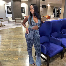 Sexy Knits Sleeveless Vest Flare Pants 2 Piece Set XEF-36685