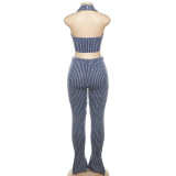 Sexy Knits Sleeveless Vest Flare Pants 2 Piece Set XEF-36685