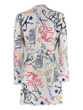 Casual Print Long Sleeve Slim Midi Dress ZDF-31299