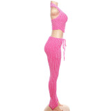 Sexy Knits Sleeveless Vest Flare Pants 2 Piece Set XEF-36685