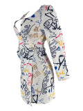 Casual Print Long Sleeve Slim Midi Dress ZDF-31299