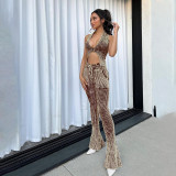 Sexy Knits Sleeveless Vest Flare Pants 2 Piece Set XEF-36685