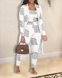 Plus Size Fashion Casual Print Coat Pants Three Piece Set GYXF-Y666
