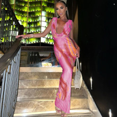 Sexy Backless Print Sleeveless Maxi Dress BLG-D3813678K
