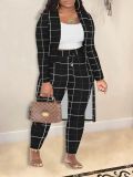Plus Size Fashion Casual Print Coat Pants Three Piece Set GYXF-Y666