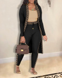 Plus Size Fashion Casual Print Coat Pants Three Piece Set GYXF-Y666
