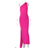 Sexy Backless Pleated Slim Solid Sleeveless Dress BLG-D3312176A