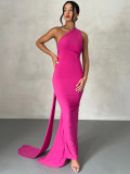 Sexy Backless Pleated Slim Solid Sleeveless Dress BLG-D3312176A