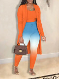 Plus Size Fashion Casual Print Coat Pants Three Piece Set GYXF-Y666