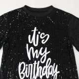 Fashion O Neck Print Sequin Ruffles Dress CYA-900541