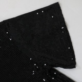 Fashion O Neck Print Sequin Ruffles Dress CYA-900541