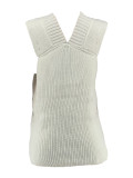 White Sleeveless V Neck Knits Vest ZDF-31265