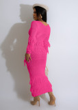 Sexy Knits Tassel Long Sleeve Midi Dress NYF-8157