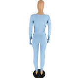 Solid Color Slim Long Sleeve Jumpsuit YH-5345