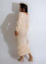 Sexy Knits Tassel Long Sleeve Midi Dress NYF-8157