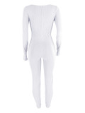 Solid Color Slim Long Sleeve Jumpsuit YH-5345
