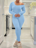 Solid Color Slim Long Sleeve Jumpsuit YH-5345
