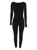 Solid Color Slim Long Sleeve Jumpsuit YH-5345