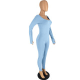 Solid Color Slim Long Sleeve Jumpsuit YH-5345