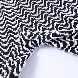 Black White Ripple Slim Stacked Pants FL-YY23030