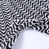 Black White Ripple Slim Stacked Pants FL-YY23030