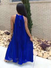 Fashion Solid Color Sling Pleated Maxi Dress LS-0110
