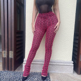 Black White Ripple Slim Stacked Pants FL-YY23030